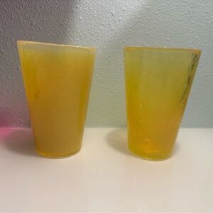 Set of Two Yellow Yalos Casa Murano Glass  Opalescent Tumblers